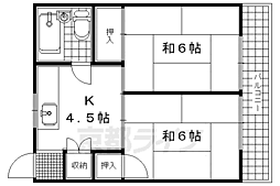 JR奈良線 城陽駅 徒歩3分の賃貸マンション 3階2DKの間取り