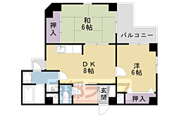 JR東海道・山陽本線 西大路駅 徒歩10分の賃貸マンション 2階2LDKの間取り