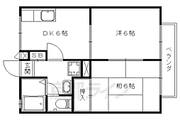 グランシャリオ　Ｅ棟 2階2DKの間取り