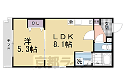JR奈良線 城陽駅 徒歩3分の賃貸マンション 1階1LDKの間取り