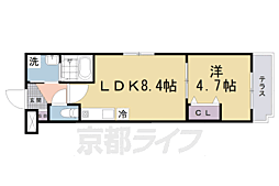 JR奈良線 城陽駅 徒歩3分の賃貸マンション 1階1LDKの間取り