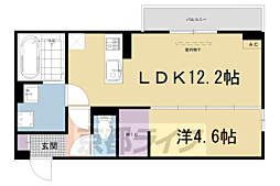 近鉄京都線 富野荘駅 徒歩5分の賃貸アパート 2階1LDKの間取り
