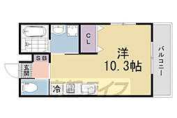 メゾン・ソレイユ稲荷 2階ワンルームの間取り