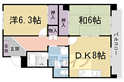 京阪四ノ宮アバンギャルド 1階2LDKの間取り