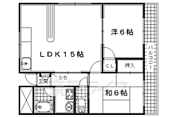 近鉄京都線 向島駅 徒歩10分の賃貸マンション 1階2LDKの間取り