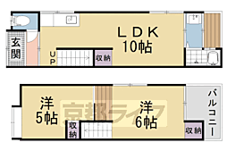 勧修寺西金ケ崎貸家 2LDKの間取り