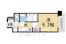 京都市営烏丸線 十条駅 徒歩5分の賃貸マンション 1階1Kの間取り