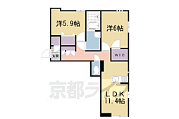 近鉄京都線 久津川駅 徒歩4分の賃貸マンション 2階2LDKの間取り
