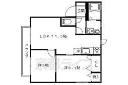 ソフィア山科 1階2LDKの間取り