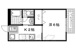 京阪宇治線 宇治駅 徒歩3分の賃貸アパート 2階1Kの間取り