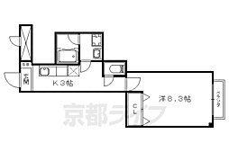 プラネシア星の子山科駅前 2階1Kの間取り