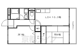 グラシアコンフォート21 4階2LDKの間取り