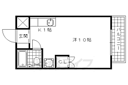 ヴィエント北花山 4階ワンルームの間取り