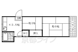 パルフェ山科 1階2Kの間取り