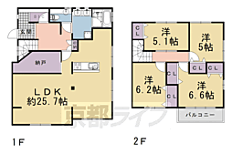 横大路三栖大黒町貸家 4SLDKの間取り