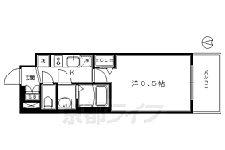 京都市営烏丸線 十条駅 徒歩4分の賃貸マンション 5階1Kの間取り