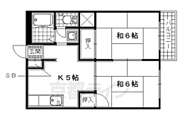京阪宇治線 黄檗駅 徒歩6分の賃貸マンション 2階2DKの間取り