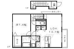 ソレアード左義長 2階1LDKの間取り