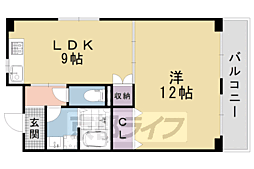 シャンドール東野 3階1LDKの間取り