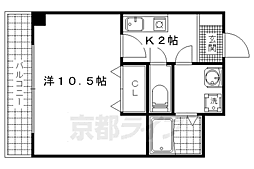 ＬＡＣＡＳＡ山科 2階1Kの間取り