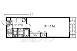近鉄京都線 小倉駅 徒歩5分の賃貸マンション 5階1Kの間取り