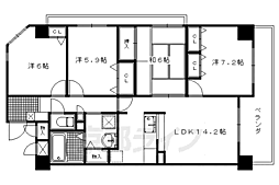 近鉄京都線 伊勢田駅 徒歩5分の賃貸マンション 4階4LDKの間取り