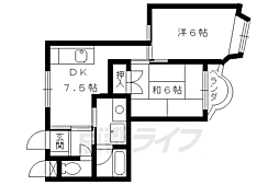 JR東海道・山陽本線 桂川駅 徒歩5分の賃貸マンション 4階2DKの間取り
