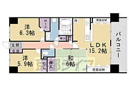 ライオンズマンション京都山科ガーデンシティ 6階3LDKの間取り
