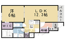 近鉄京都線 東寺駅 徒歩14分の賃貸アパート 1階1LDKの間取り