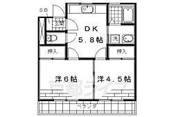 睦コーポ 2階2DKの間取り
