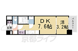 JR東海道・山陽本線 西大路駅 徒歩10分の賃貸マンション 5階1DKの間取り