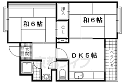 コーポ寺岡 2階2DKの間取り