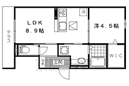 セジュール石田森南 1階1LDKの間取り