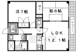 JR奈良線 城陽駅 徒歩3分の賃貸マンション 5階2LDKの間取り