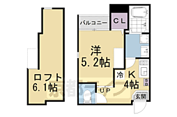 ハーモニーテラス栗栖野華ノ木町 1Kの間取図画像