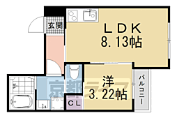 京都地下鉄東西線 六地蔵駅 徒歩3分の賃貸マンション 2階1LDKの間取り