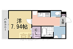 近鉄京都線 伊勢田駅 徒歩7分の賃貸アパート 1階1Kの間取り