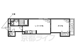 スクエアうずら野 1LDKの間取図画像