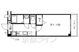 リファイン椥辻 1Kの間取図画像
