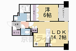 ジオ京都御池油小路ザ・テラス 1LDKの間取図画像