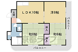 コーポラス花園 3LDKの間取図画像