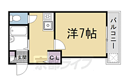 ヴィラ六基 1Kの間取図画像