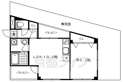 バードレイク北山 1LDKの間取図画像