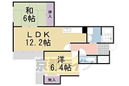 クラヴァス長岡京 2LDKの間取図画像