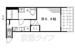 ワイズ七瀬川 1Kの間取図画像