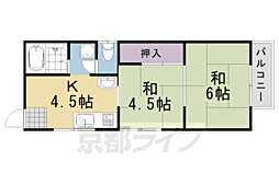 スイートム塚原 2DKの間取図画像