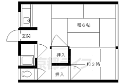 ひむろ荘 2DKの間取図画像