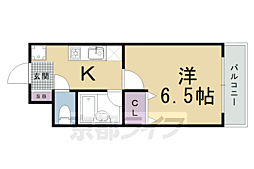 オークセブン 1Kの間取図画像