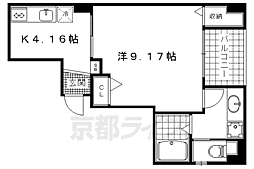 グランレブリー三条御幸町 1Kの間取図画像