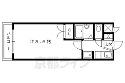 グランドールワタナベ2 1Kの間取図画像